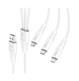 Inkax Câble USB vers Lightning - USB C et Micro USB Blanc