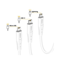 Inkax Câble USB vers Lightning - USB C et Micro USB Blanc