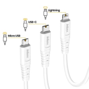 Inkax Câble USB vers Lightning - USB C et Micro USB Blanc — image 3
