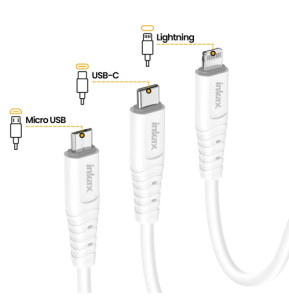 Inkax Câble USB vers Lightning - USB C et Micro USB Blanc