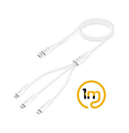 Inkax Câble USB vers Lightning - USB C et Micro USB Blanc