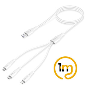 Inkax Câble USB vers Lightning - USB C et Micro USB Blanc