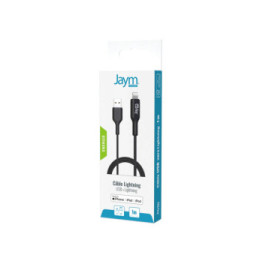 Jaym Câble de Charge et Synchronisation de donnée USB vers Lightning MFI 2,4A 1M Noir