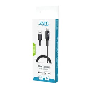 Jaym Câble de Charge et Synchronisation de donnée USB vers Lightning MFI 2,4A 1M Noir — image 4