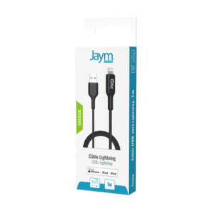 Jaym Câble de Charge et Synchronisation de donnée USB vers Lightning MFI 2,4A 1M Noir