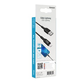 Jaym Câble de Charge et Synchronisation de donnée USB vers Lightning MFI 2,4A 1M Noir — image 5