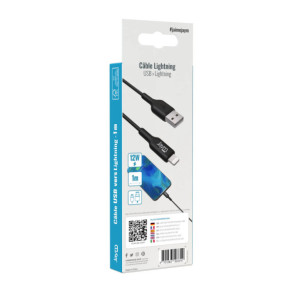 Jaym Câble de Charge et Synchronisation de donnée USB vers Lightning MFI 2,4A 1M Noir