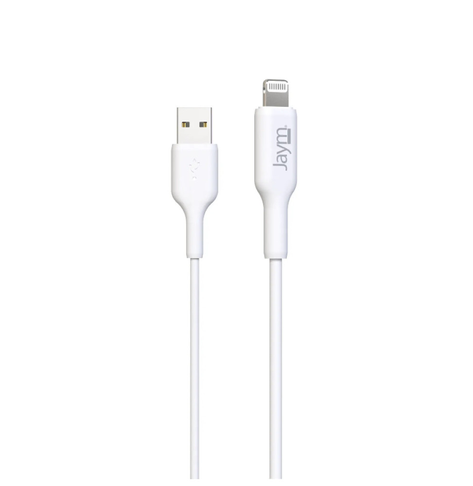 Jaym Câble de Charge et Synchronisation de donnée USB vers Lightning MFI 2,4A 2M Blanc
