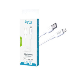 Jaym Câble de Charge et Synchronisation de donnée USB vers Lightning MFI 2,4A 2M Blanc