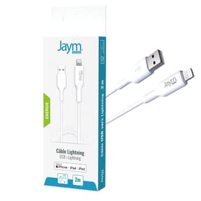 Jaym Câble de Charge et Synchronisation de donnée USB vers Lightning MFI 2,4A 2M Blanc — image 4