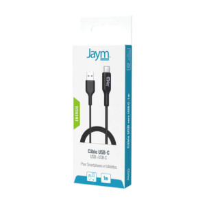 Jaym Câble de Charge et Synchronisation de donnée USB vers Type-C 2,4A 1M Noir