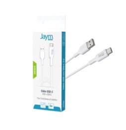 Jaym Câble de Charge et Synchronisation de donnée USB vers Type-C 2,4A 2M Blanc