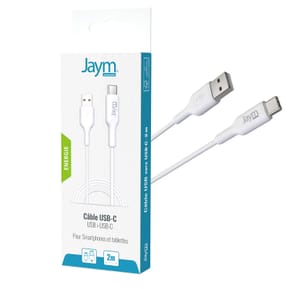 Jaym Câble de Charge et Synchronisation de donnée USB vers Type-C 2,4A 2M Blanc — image 5