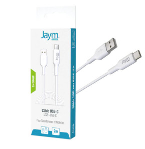 Jaym Câble de Charge et Synchronisation de donnée USB vers Type-C 2,4A 2M Blanc