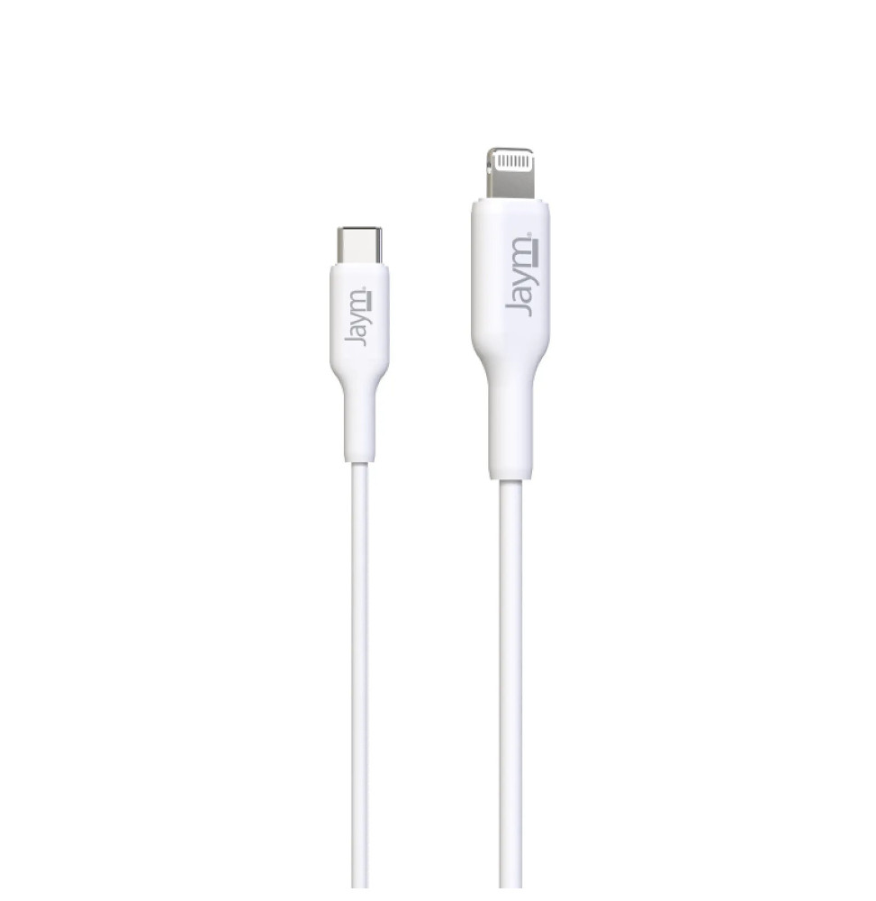 Jaym Câble de Charge et Synchronisation de donnée USB-C / Lightning MFI PD 3.0 3A 2M Blanc