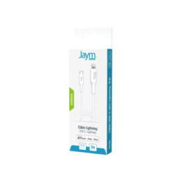 Jaym Câble de Charge et Synchronisation de donnée USB-C / Lightning MFI PD 3.0 3A 2M Blanc