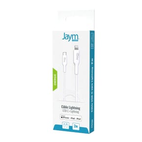 Jaym Câble de Charge et Synchronisation de donnée USB-C / Lightning MFI PD 3.0 3A 2M Blanc — image 3
