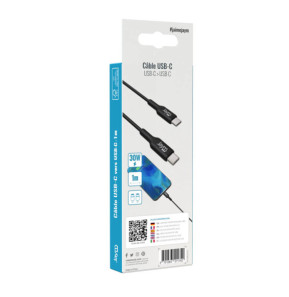 Jaym Câble de Charge et Synchronisation de donnée USB-C Vers USB-C PD 3.0 3A 1M Noir