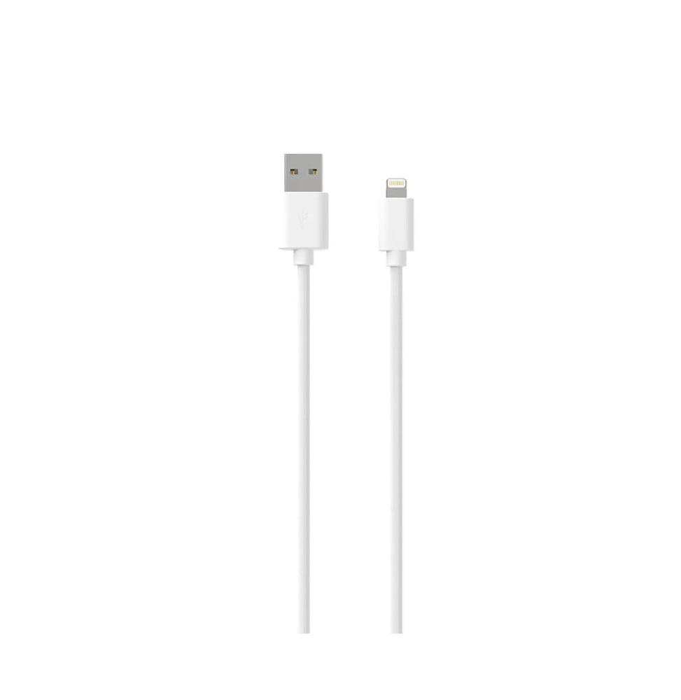 Jaym Câble Lightning vers USB-A 2,4A Charge et Synchronisation Collection POP 1,5m Blanc