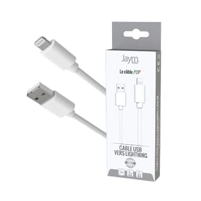 Jaym Câble Lightning vers USB-A 2,4A Charge et Synchronisation Collection POP 1,5m Blanc — image 3
