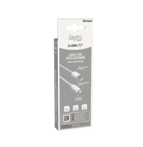 Jaym Câble Lightning vers USB-A 2,4A Charge et Synchronisation Collection POP 1,5m Blanc
