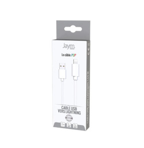 Jaym Câble Lightning vers USB-A 2,4A Charge et Synchronisation Collection POP 1,5m Blanc