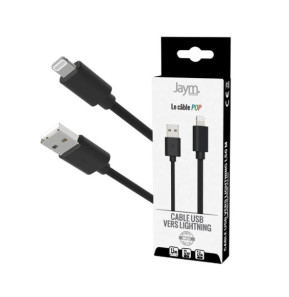 Jaym Câble Lightning vers USB-A 2,4A Charge et Synchronisation Collection POP 1,5m Noir