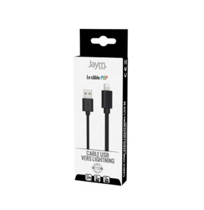 Jaym Câble Lightning vers USB-A 2,4A Charge et Synchronisation Collection POP 1,5m Noir