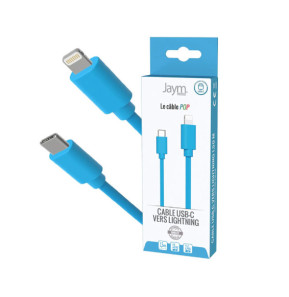 Jaym Câble Lightning vers USB-C PD 12W Charge et Synchronisation Collection POP 1,5m Bleu
