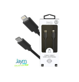 Jaym Câble Lightning vers USB-C PD 3A Charge et Synchronisation Collection POP 1,5m Noir