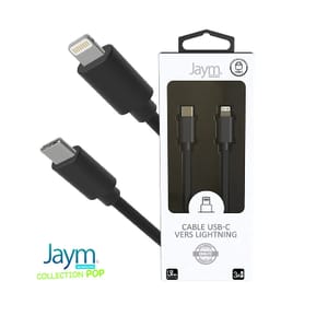 Jaym Câble Lightning vers USB-C PD 3A Charge et Synchronisation Collection POP 1,5m Noir — image 3