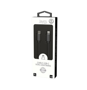 Jaym Câble Lightning vers USB-C PD 3A Charge et Synchronisation Collection POP 1,5m Noir