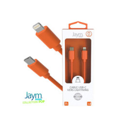 Jaym Câble Lightning vers USB-C PD 3A Charge et Synchronisation Collection POP 1,5m Orange