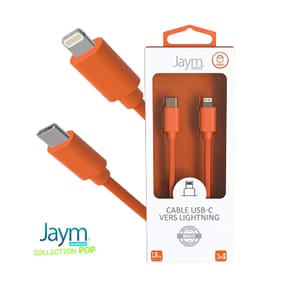 Jaym Câble Lightning vers USB-C PD 3A Charge et Synchronisation Collection POP 1,5m Orange — image 3