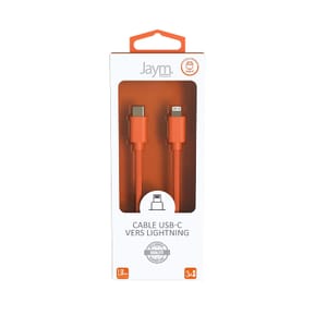 Jaym Câble Lightning vers USB-C PD 3A Charge et Synchronisation Collection POP 1,5m Orange — image 4