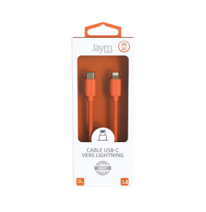 Jaym Câble Lightning vers USB-C PD 3A Charge et Synchronisation Collection POP 1,5m Orange