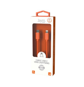Jaym Câble Lightning vers USB-C PD 3A Charge et Synchronisation Collection POP 1,5m Orange