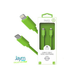 Jaym Câble Lightning vers USB-C PD 3A Charge et Synchronisation Collection POP 1,5m Vert