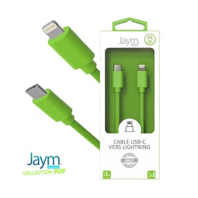 Jaym Câble Lightning vers USB-C PD 3A Charge et Synchronisation Collection POP 1,5m Vert — image 3