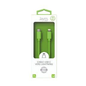 Jaym Câble Lightning vers USB-C PD 3A Charge et Synchronisation Collection POP 1,5m Vert — image 4
