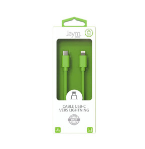 Jaym Câble Lightning vers USB-C PD 3A Charge et Synchronisation Collection POP 1,5m Vert