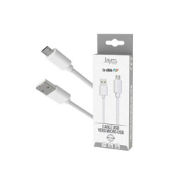 Jaym Câble Micro-USB vers USB-A 2,4A Charge et Synchronisation Collection POP 1,5m Blanc