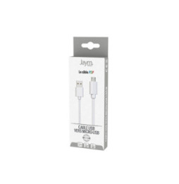 Jaym Câble Micro-USB vers USB-A 2,4A Charge et Synchronisation Collection POP 1,5m Blanc