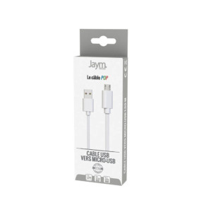 Jaym Câble Micro-USB vers USB-A 2,4A Charge et Synchronisation Collection POP 1,5m Blanc