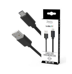 Jaym Câble Micro-USB vers USB-A 2,4A Charge et Synchronisation Collection POP 1,5m Noir
