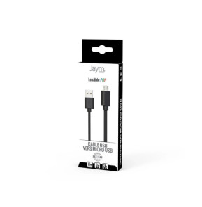 Jaym Câble Micro-USB vers USB-A 2,4A Charge et Synchronisation Collection POP 1,5m Noir