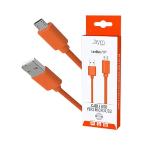 Jaym Câble Micro-USB vers USB-A 2,4A Charge et Synchronisation Collection POP 1,5m Orange — image 2