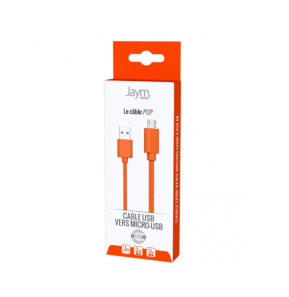 Jaym Câble Micro-USB vers USB-A 2,4A Charge et Synchronisation Collection POP 1,5m Orange