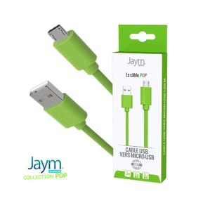 Jaym Câble Micro-USB vers USB-A 2,4A Charge et Synchronisation Collection POP 1,5m Vert — image 2