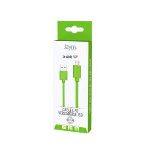 Jaym Câble Micro-USB vers USB-A 2,4A Charge et Synchronisation Collection POP 1,5m Vert